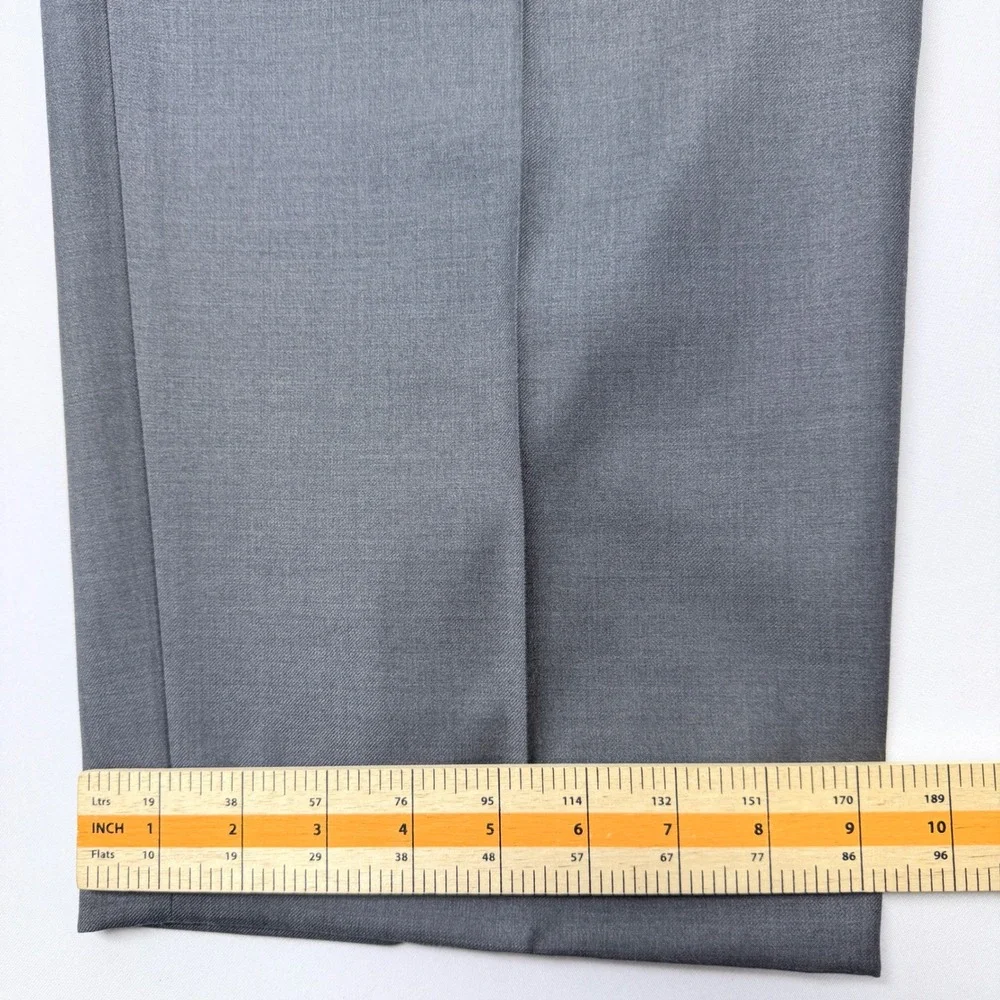 Botany 500 Mens Gray 100% Wool Pleated Cuffed Dress Pants Trousers 46 Regular